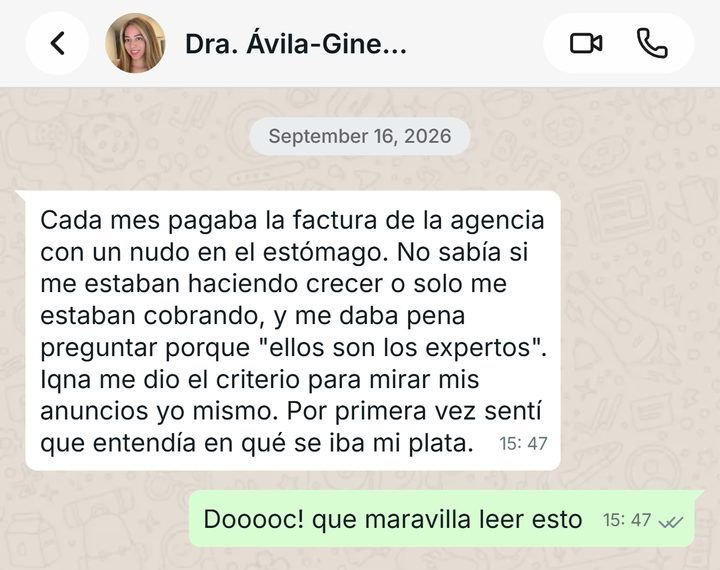 Mensaje por WhatsApp de la Dra. Ávila